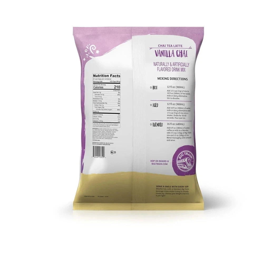 Big Train Vanilla Chai Tea Latte Instant Powdered Mix – 3.5 lbs Bag