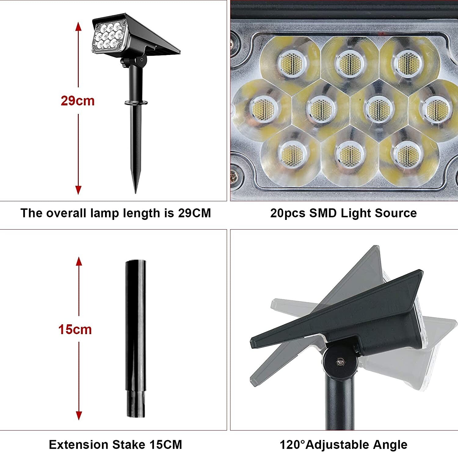 T-SUN Solar Spot Light BLUE Landscape Light Outdoor Garden Pathway Yard Lamp USA