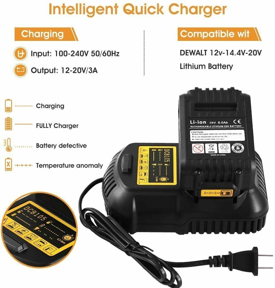 2PACK For DeWALT DCB210-2 20V MAX XR 10.0 AH Lithium-Ion Battery or Charger