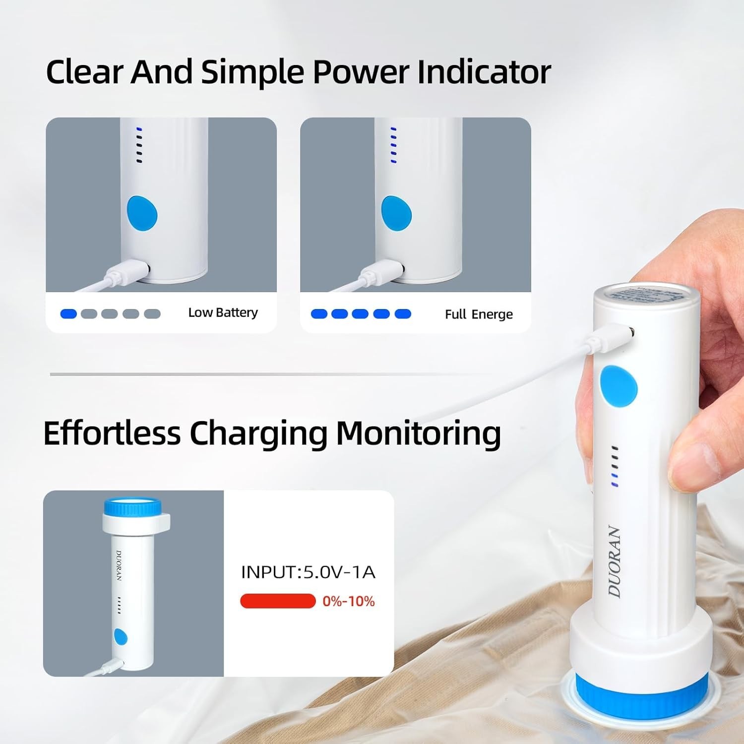 Cordless Electric Vacuum Pump for Vacuum Storage Bags Travel Air Pump, Portab…