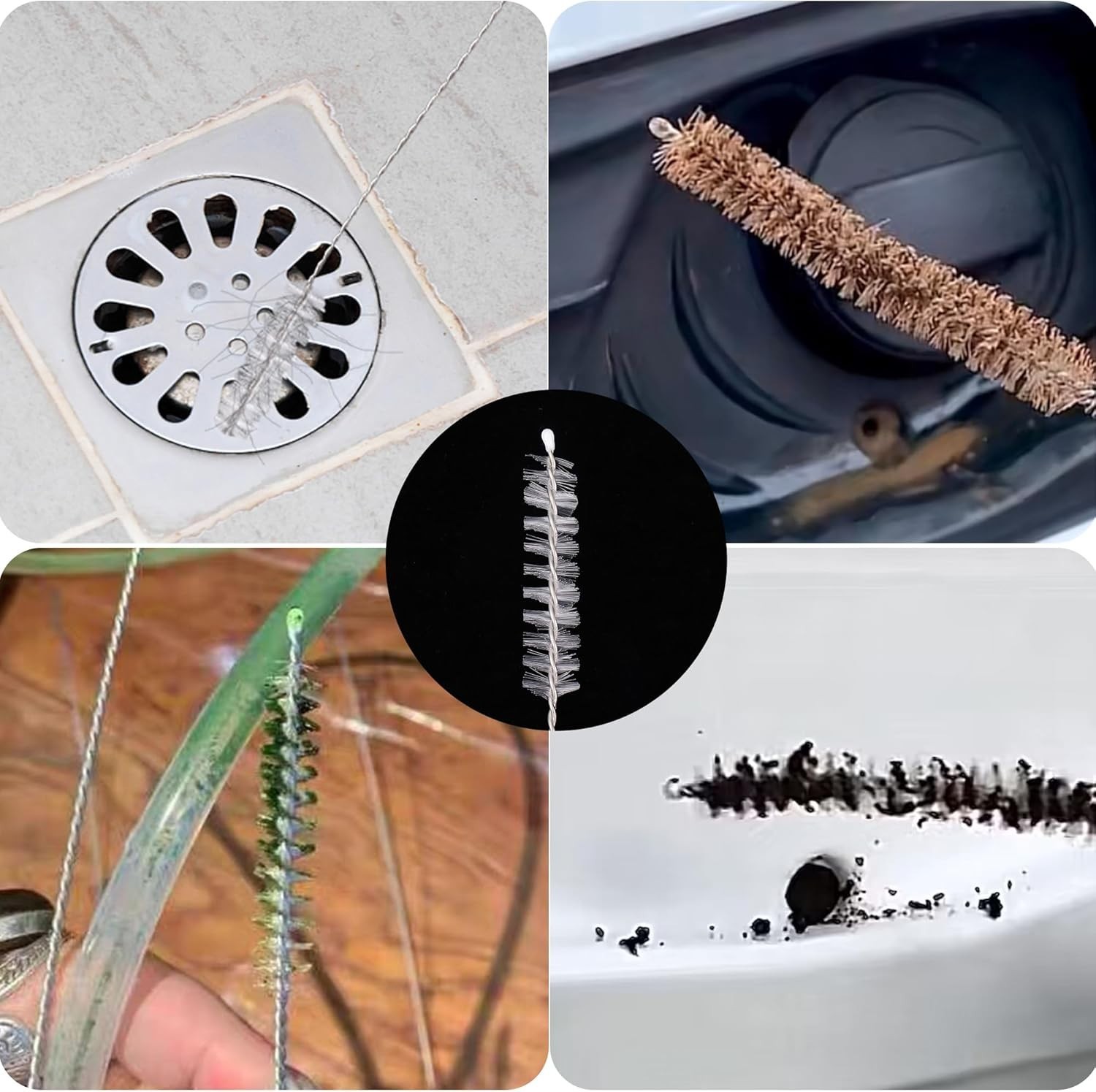 Effortless Drain Cleaning with 56-Inch Flexible Brush for Sinks & Refrigerators