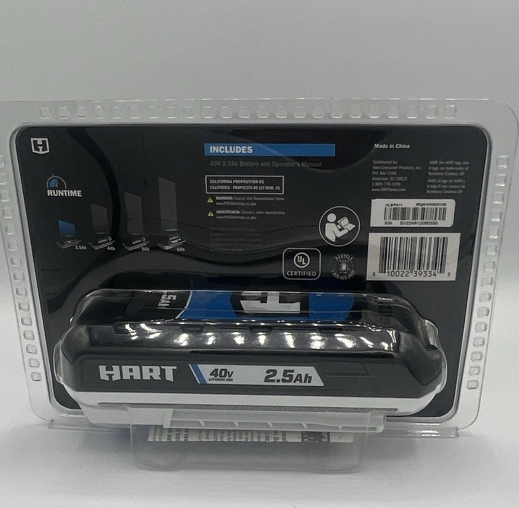 HART 40V 2.5Ah Lithium-Ion Battery Pack 40V System Black HLBP01/MPN Sealed
