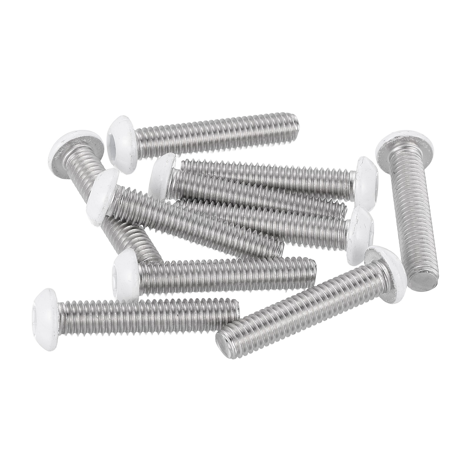 10 Pcs M6-1 x 30mm Button Head Socket Cap Screw Machine Screw, White