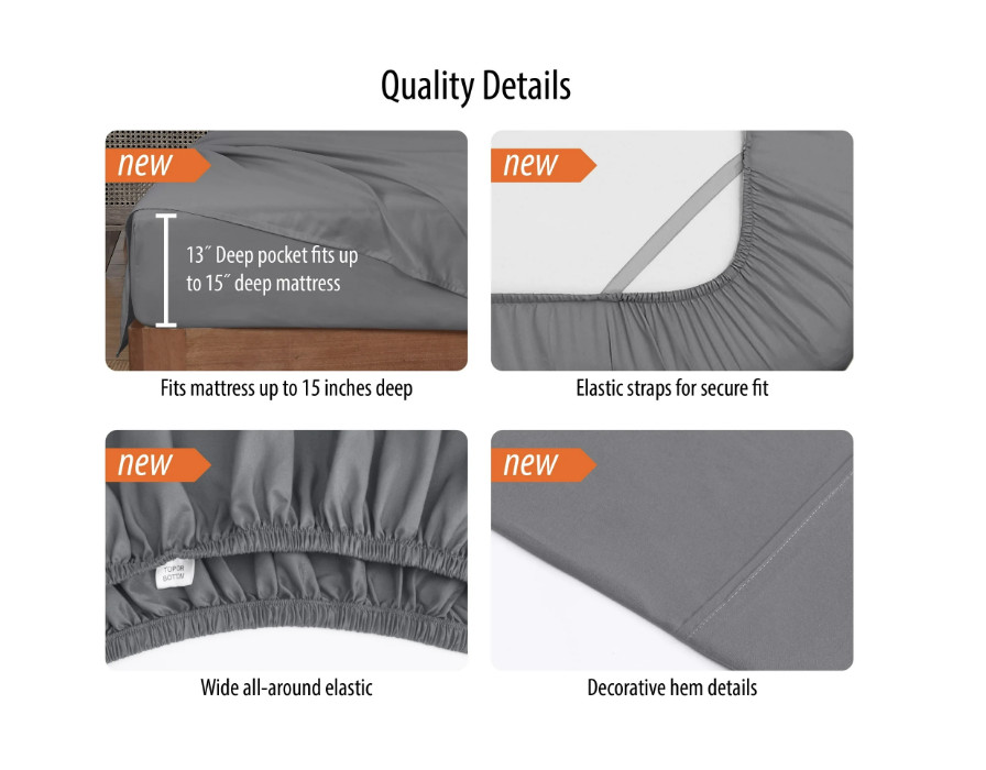 Mainstays Super Soft Brushed Microfiber Bed Sheet Set,Soothing Gray,Twin-XL, 3.