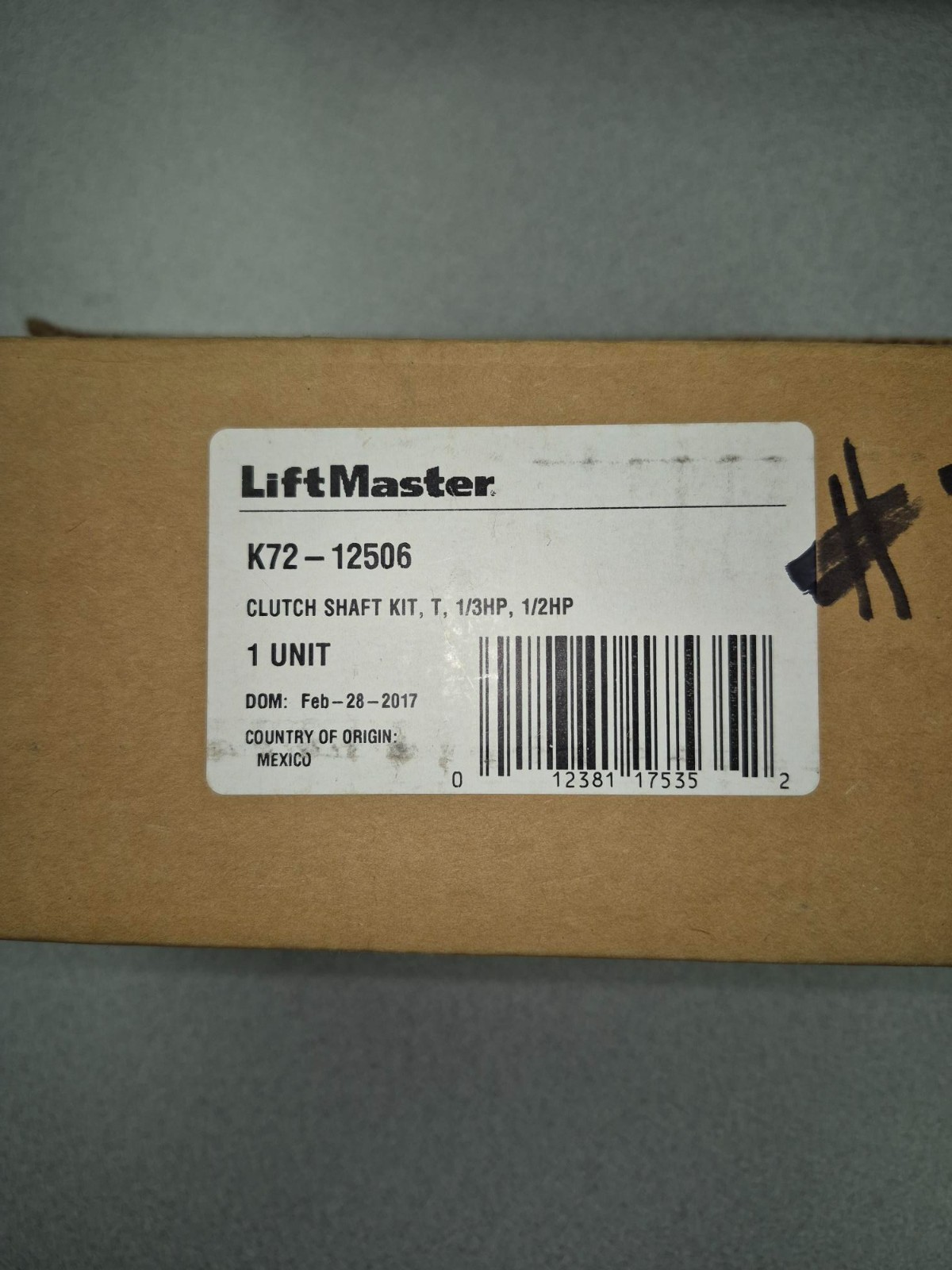 LiftMaster K72-12506 Clutch Shaft Kit 1/3 & 1/2 HP