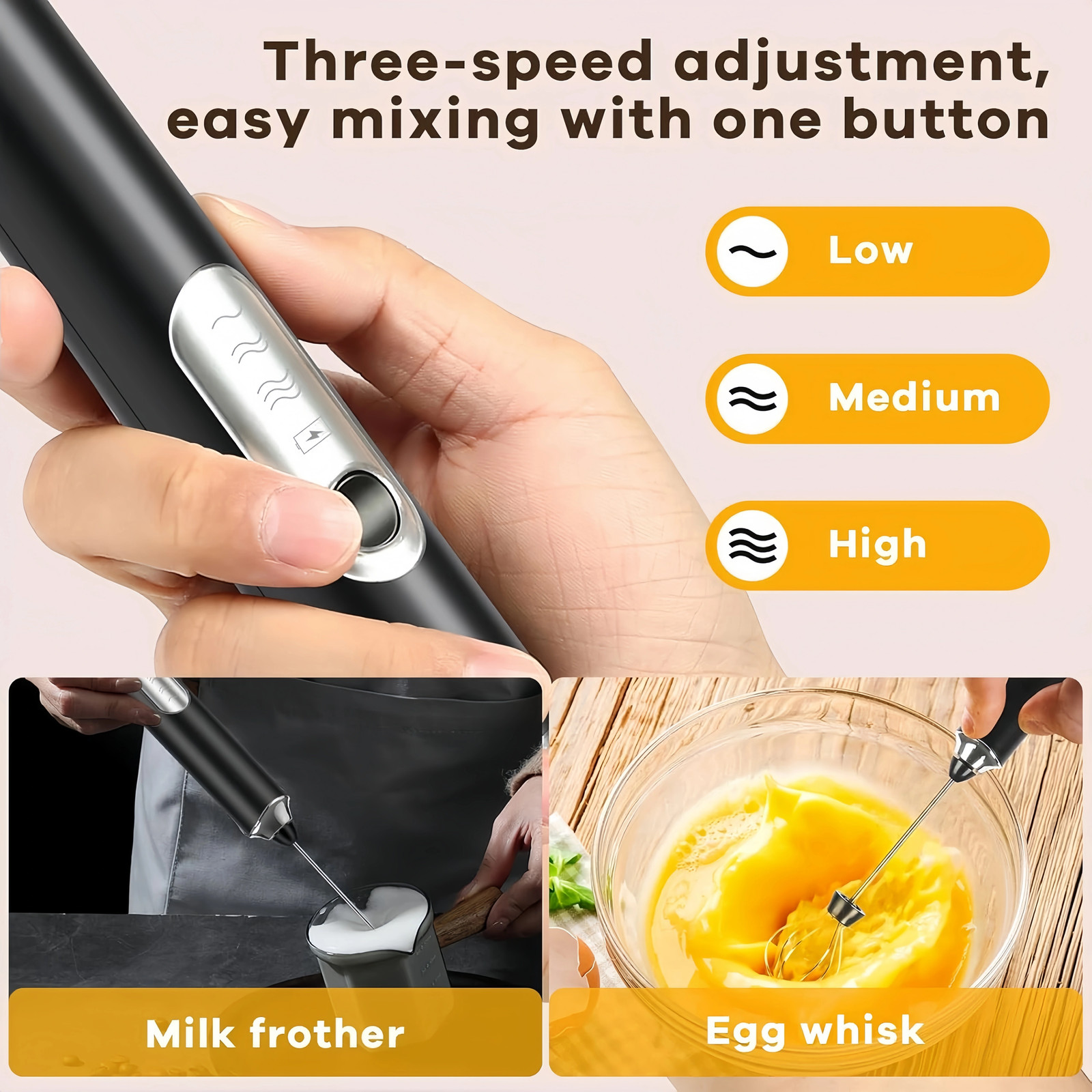 Electric Milk Frother Handheld Whisk Mixer Stirrer Coffee Egg USB Rechargeable