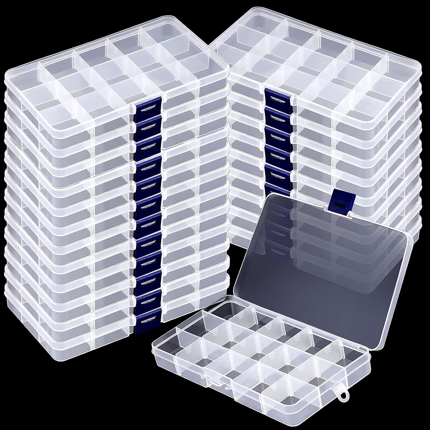 2-32PC Clear Jewelry Box Plastic Bead Storage Craft Container Earrings Organizer