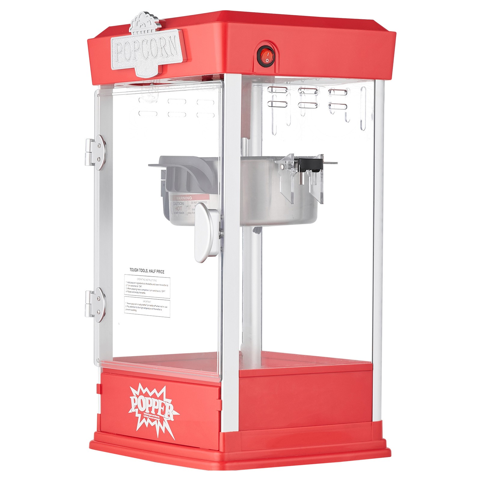 Popcorn Popper Machine Tabletop Popcorn Maker 480W 4 Oz Red