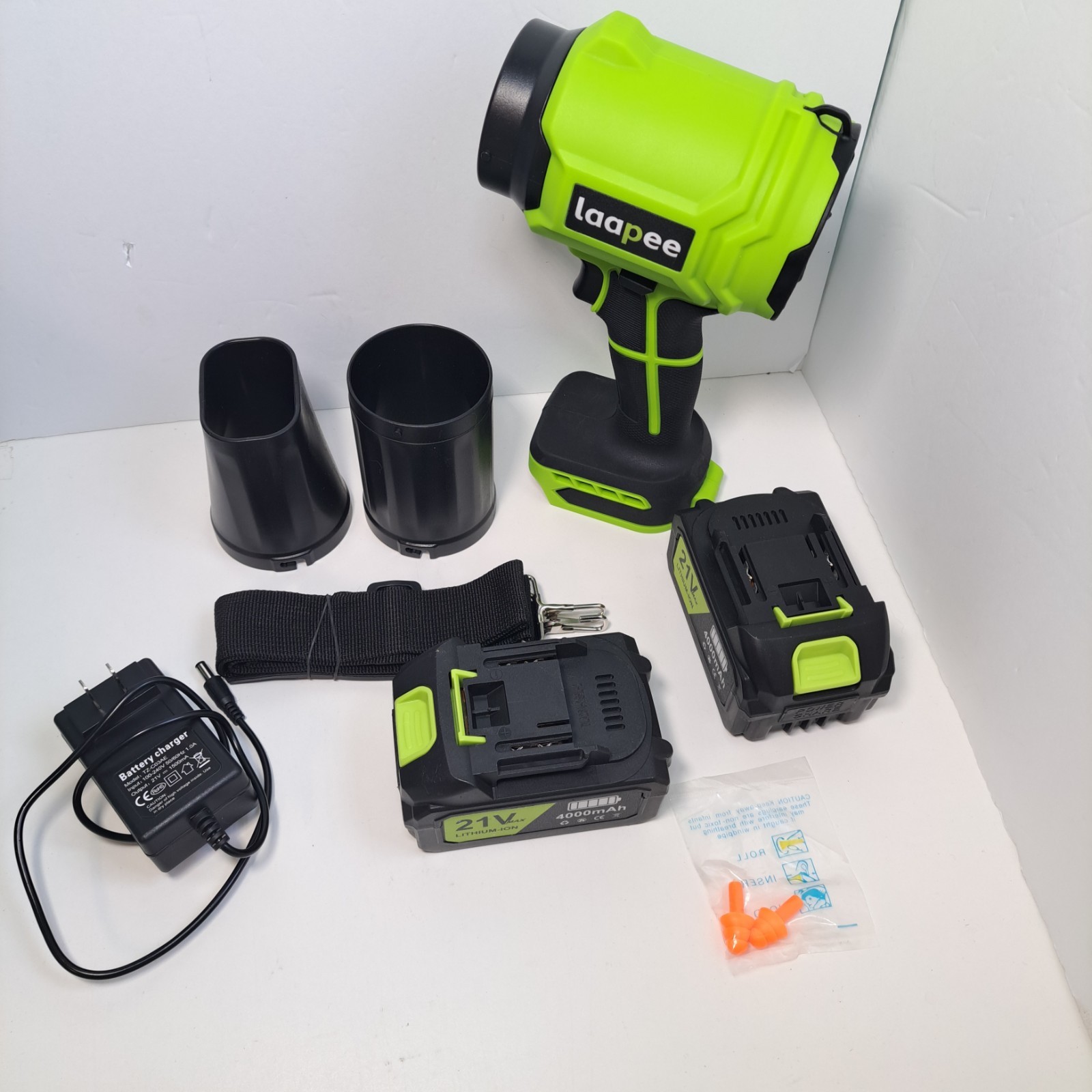 Laapee 21V Handheld Leaf Blower w/ 2x 4.0Ah Batteries + Charger BF828 (Green)