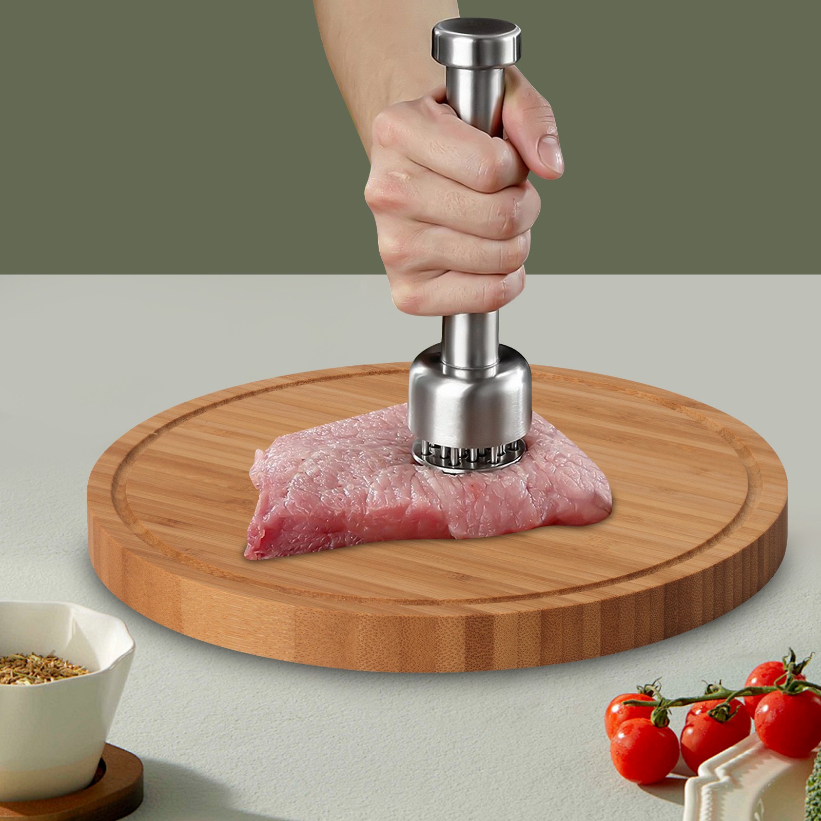 304 Stainless Steel Meat Tenderizer Tool with 21 Needles for Tenderizing Beef
