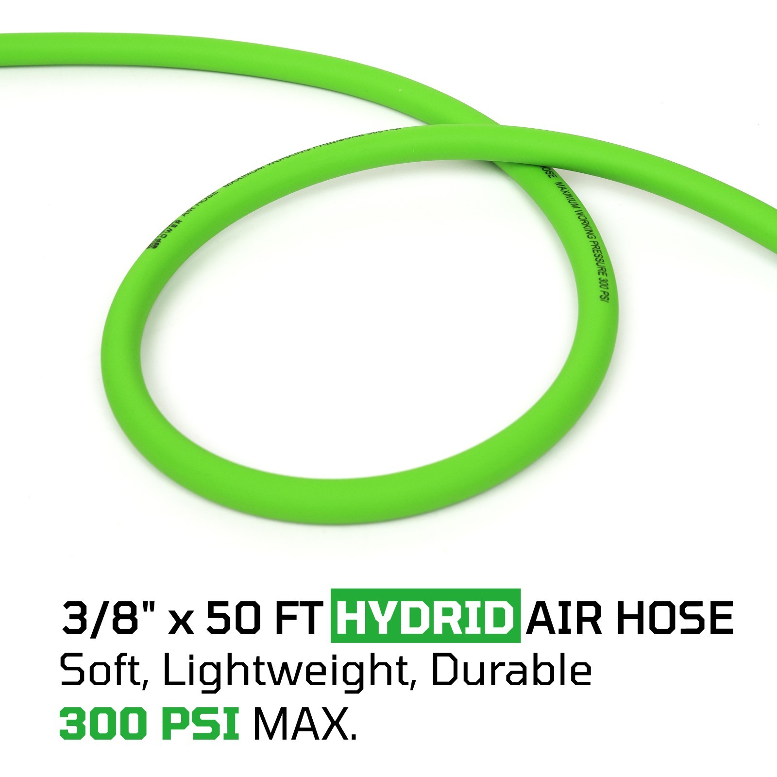 Retractable Metal Air Hose Reel – 3/8″ I.D. x 50-Foot Heavy-Duty Hybrid Hose