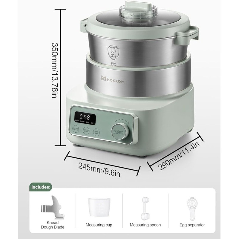 Smart Dough Maker Machine W/ 6QT Capacity 2 Kneading Modes 24H Timer Easy Clean