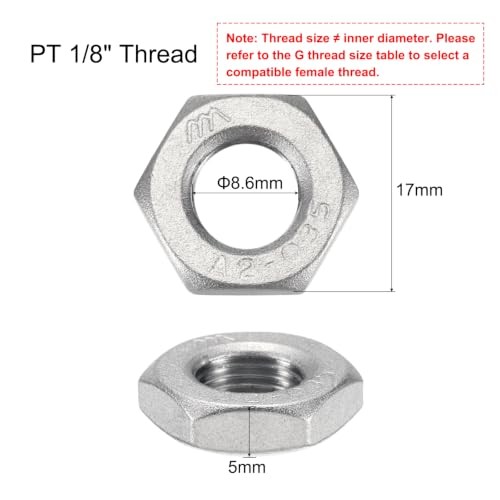 Pcs Cast Pipe Fitting Hex Locknut, 304 Stainless Steel Hex Lock Nut G 1/8″ 5