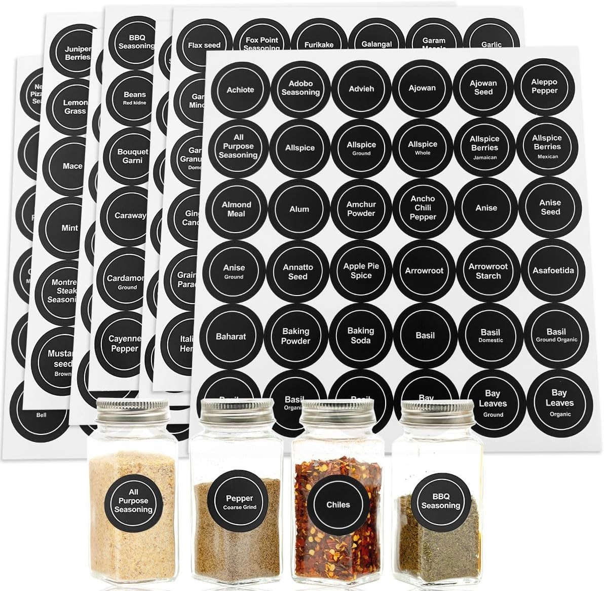 Spice Labels, 432Pcs Spice Labels Stickers 1.4in Waterproof Adhesive Round Prepr