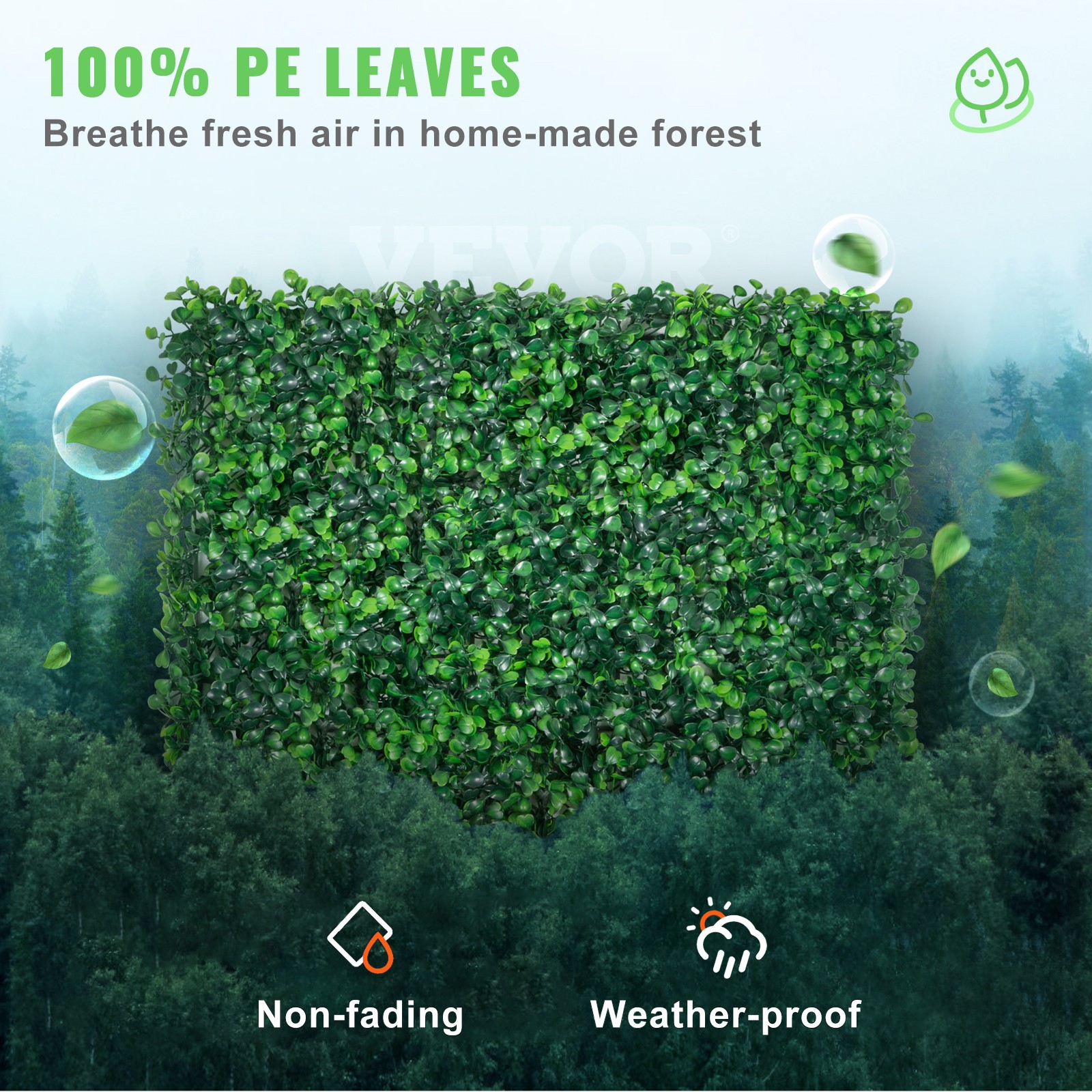 VEVOR Artificial Boxwood Panel 12pcs 10″ X 10″ Grass Hedge Wall Mat for Fence