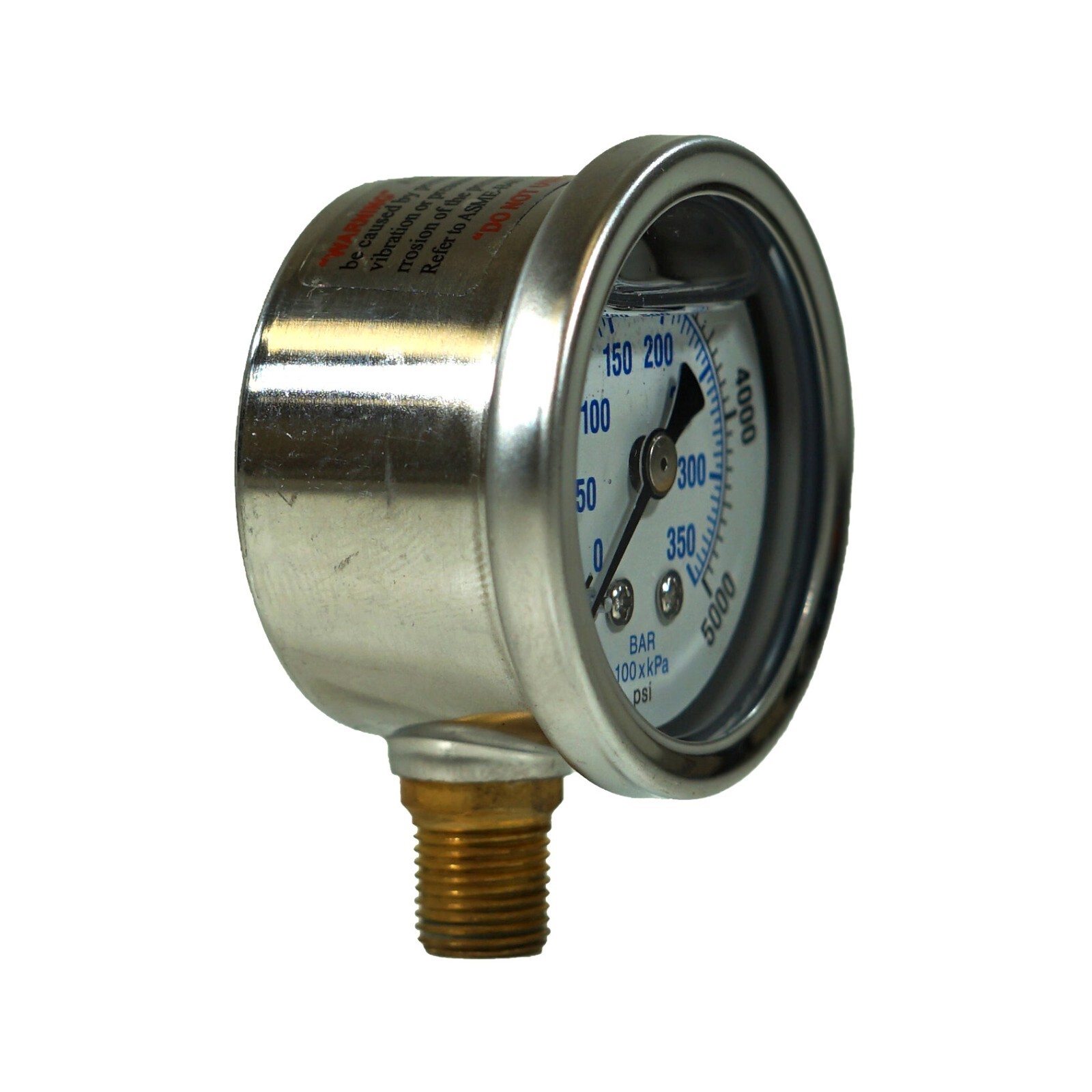 Liquid Filled Lower Mount Pressure Gauge with 1.5″ Dial, 0-5000PSI, 1/8″Male NPT