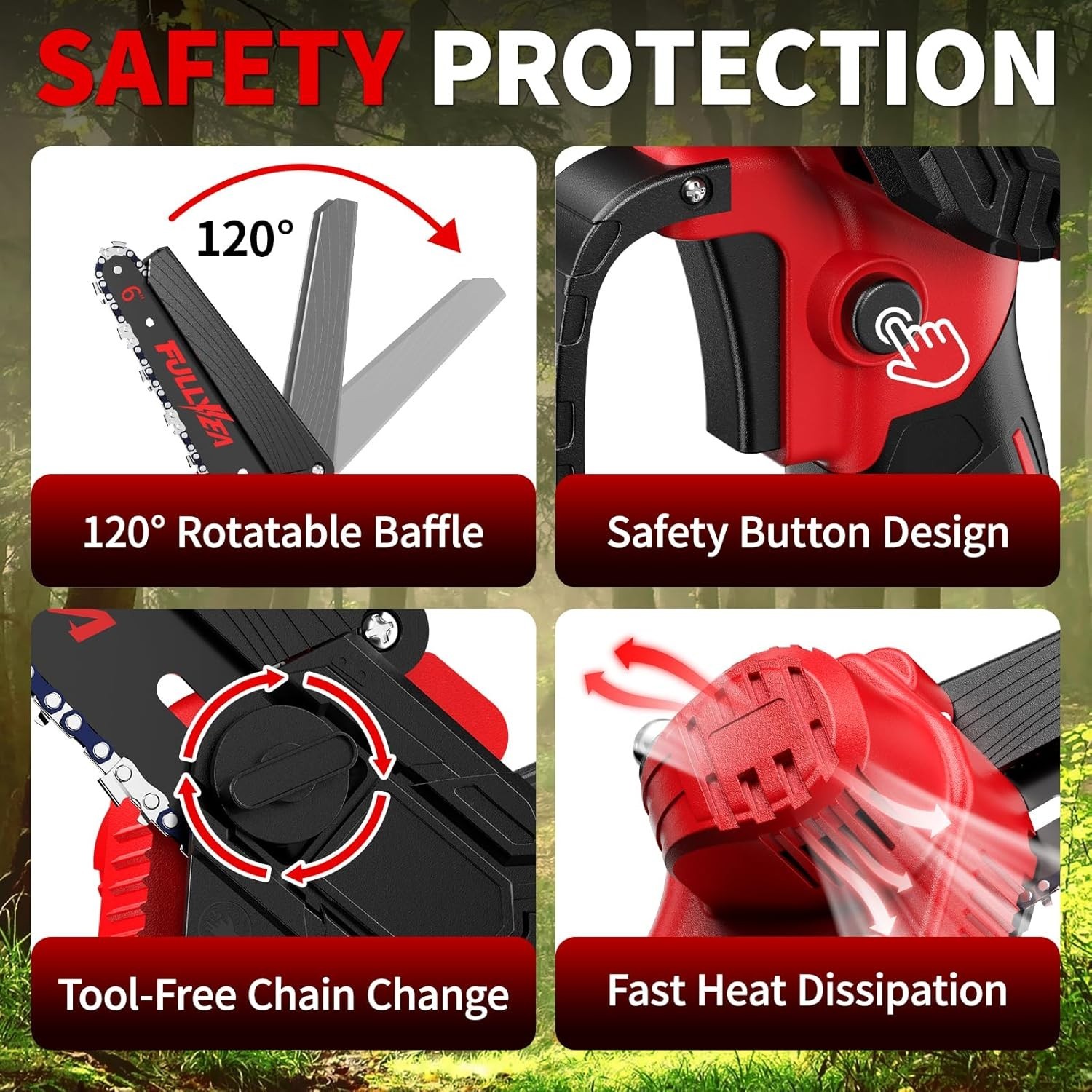 Mini Chainsaw 6 inch Cordless, Wood Ranger Mini Chainsaw with V 2.0Ah Battery US