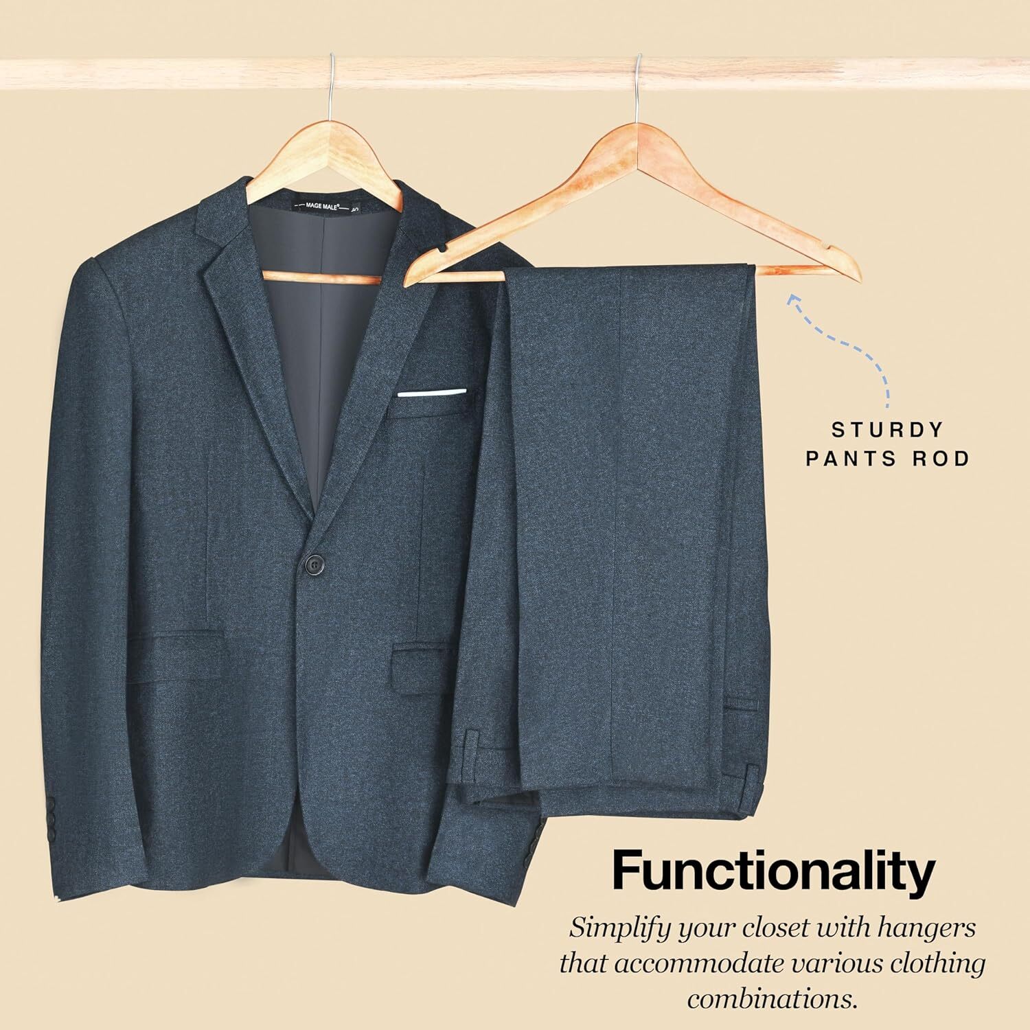 Wooden Hangers Pack of 10 20 & 50 & 100 Suit Hangers Premium Natural Finish Home