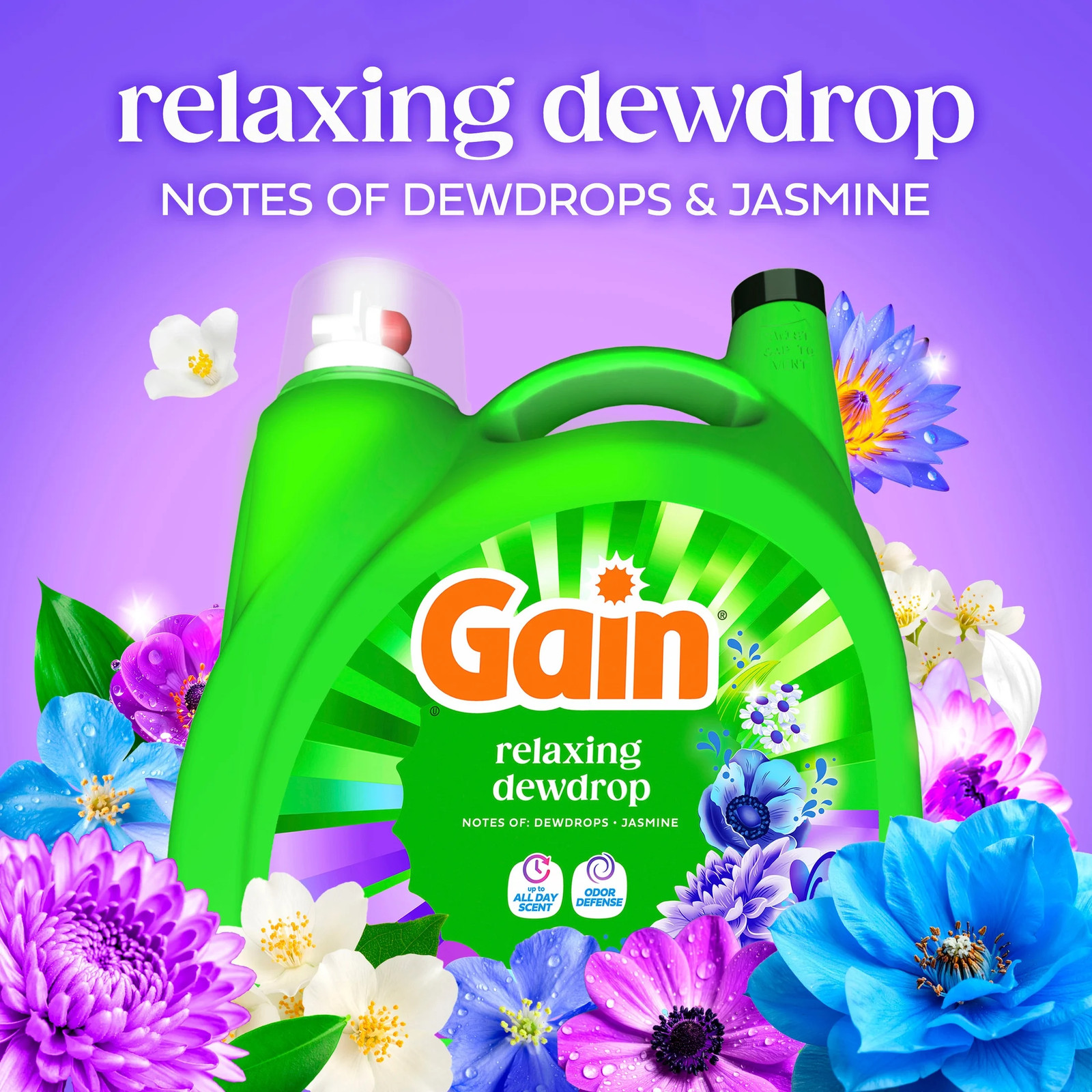 Laundry Detergent Liquid, Now with Odor Defense, Relaxing Dewdrop Scent, 132 Fl