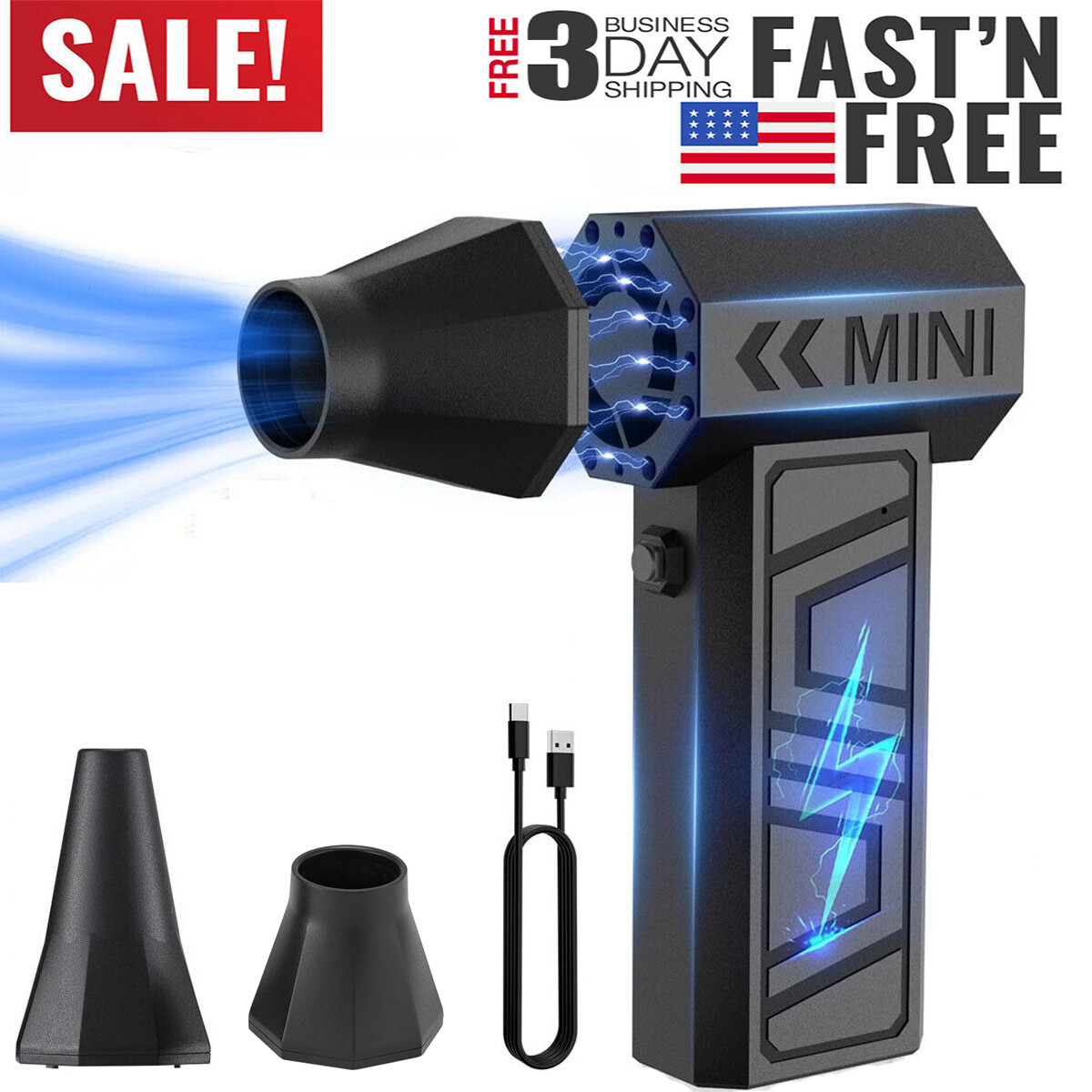130000RPM Electric Air Duster Cordless Mini Jet Dry Blower Portable Turbo Fan