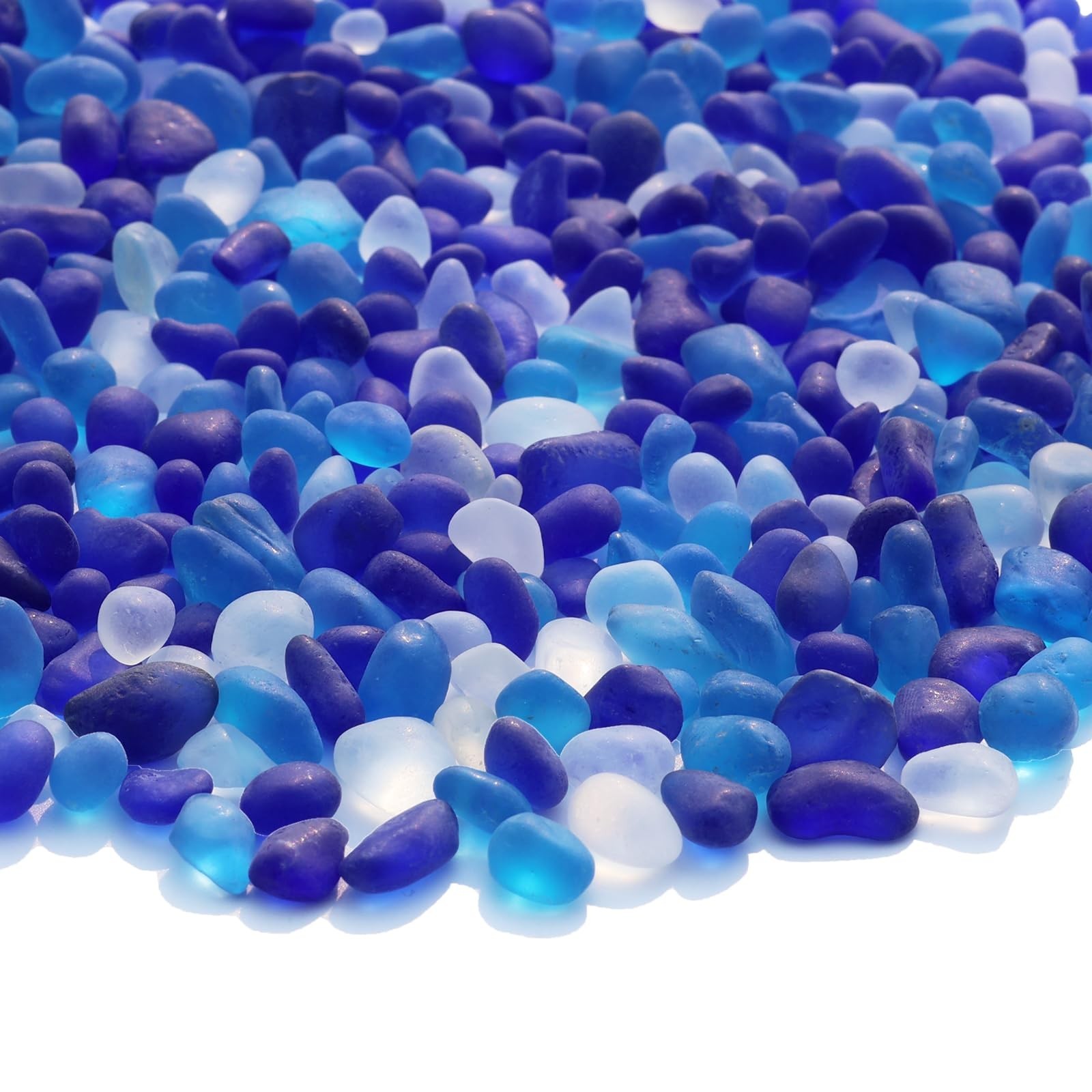 Blue Sea Glass Stones 2.9LB Mixed Frosted Pebbles for Aquarium, DIY Crafts & Dec