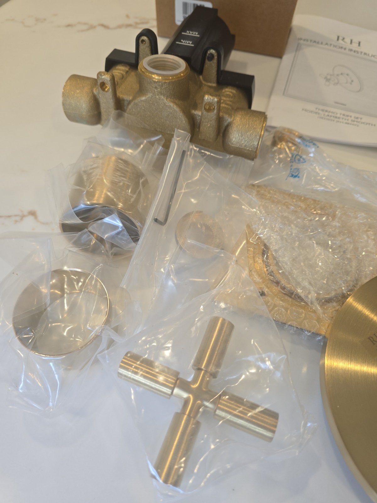 Restoration Hardware Lambeth Smooth Cross-Handle Thermostatic Shower Valve & Tri