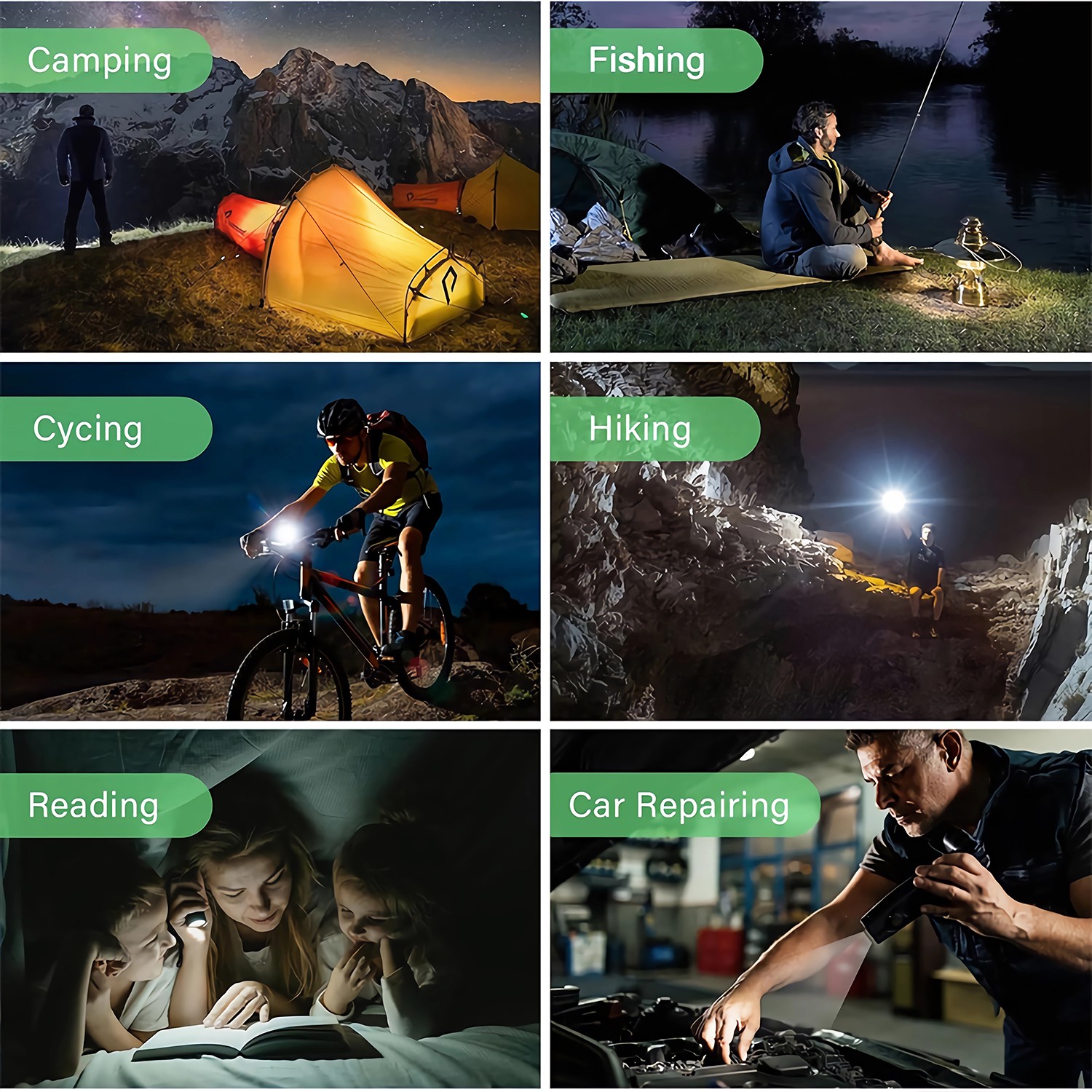 Rechargeable Work Light Mechanic Flashlight Lamp Magnetic Base Phone Power Bank