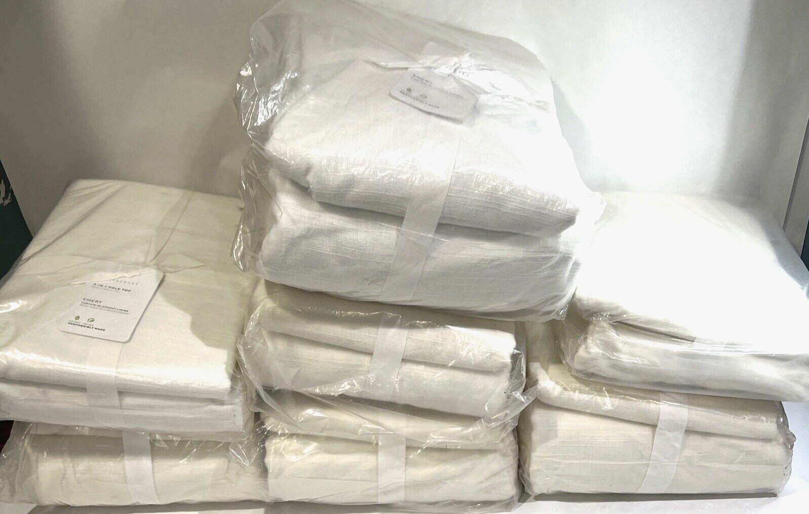 Pottery Barn Emery Blackout Curtains (Mixed Lot of White & Ivory, Unknown Sizes)