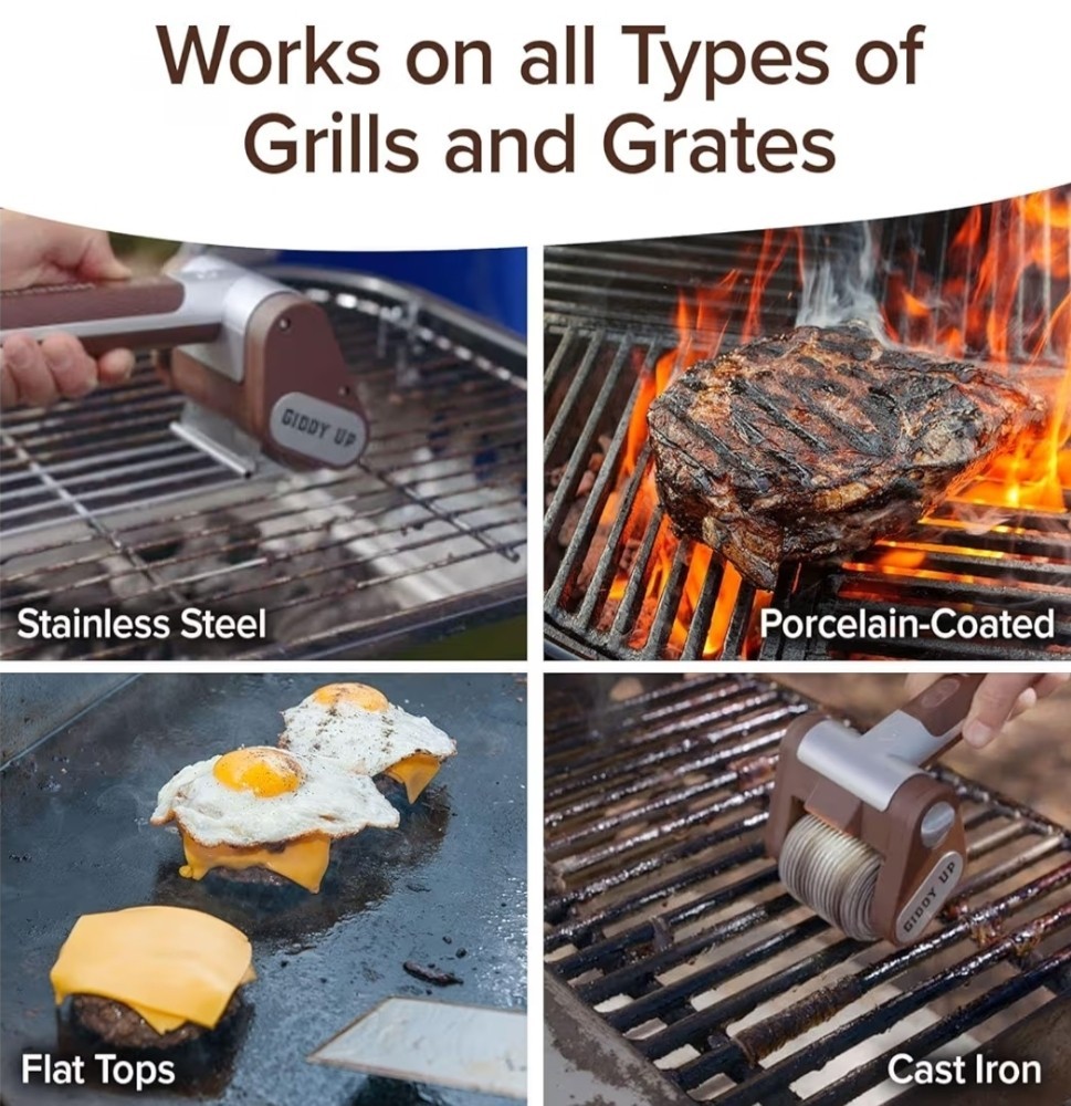 HorsePower Giddy Up Grill Cleaner AS-SEEN-ON-TV, Cordless, Rechargeable BBQ Tool