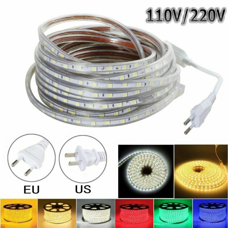 110V 220V 1m-20m Waterproof 5050 LED Flexible Tape Rope Strip Light Xmas Outdoor