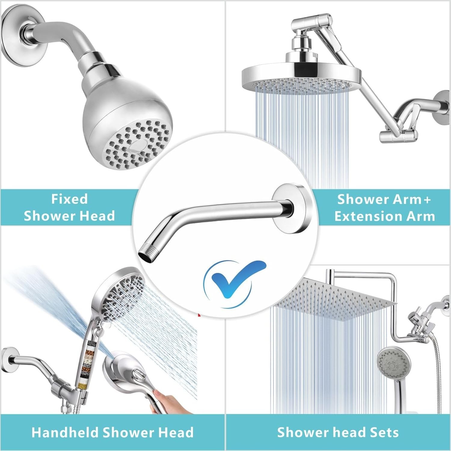 Chrome 10 in Wall Mounted Shower Arm with Flange, Made of 304 Stainless Steel