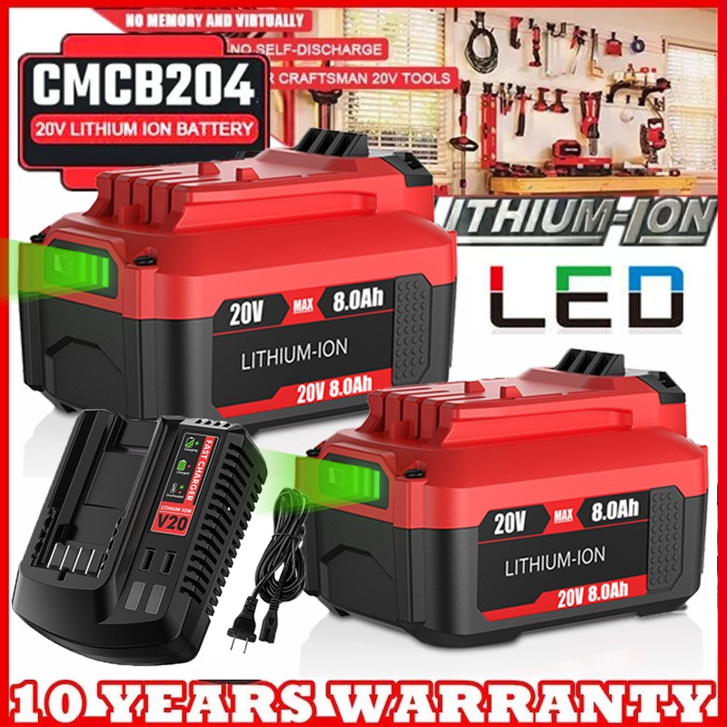 Battery / Charger For Craftsman 20 Volt V20 6.0Ah Li-ion CMCB201 CMCB204 CMCB202
