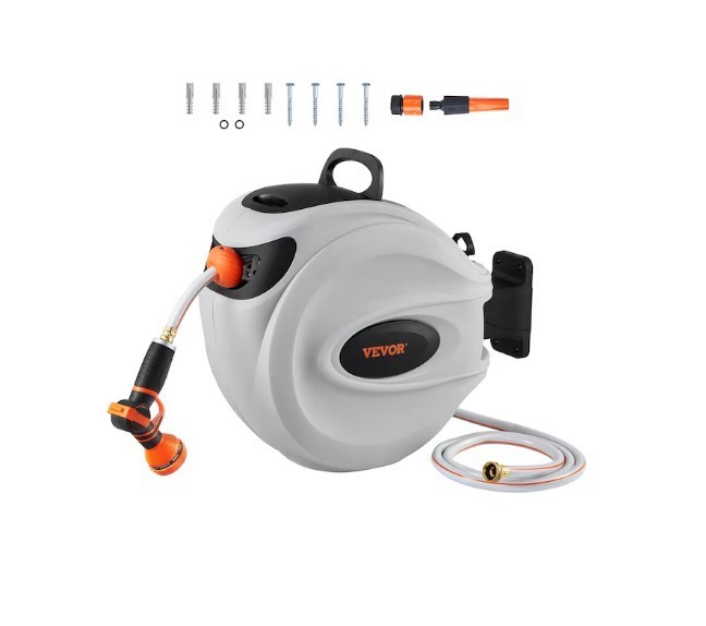 [HOT SALE] VEVOR Retractable Brass 65-ft Wall-mount Hose Reel