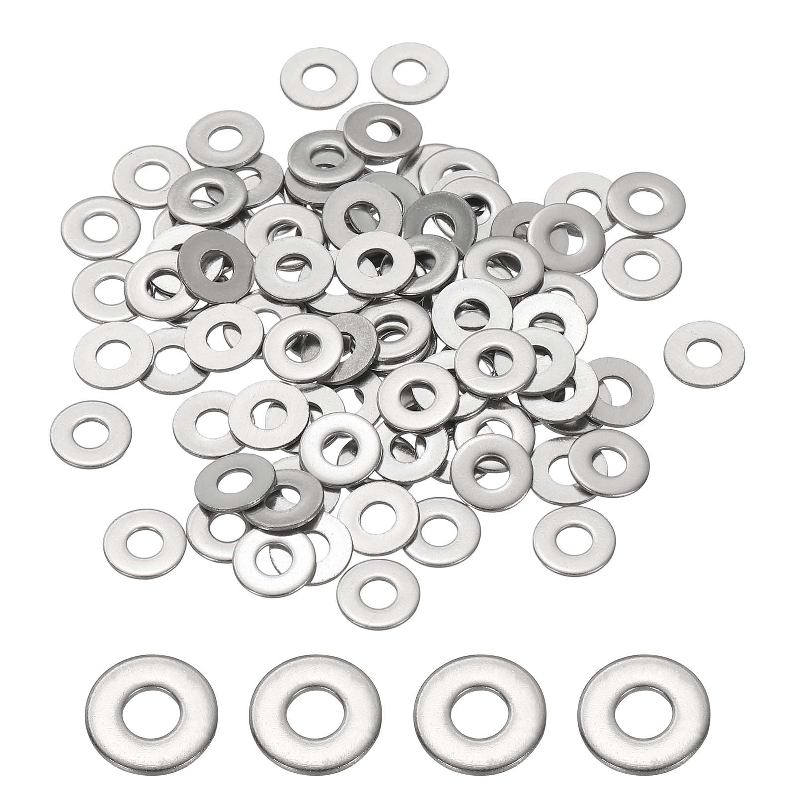 100Pcs #4 Flat Washer 304 Stainless Steel Round Spacers 1/8″ ID x 1/3″ OD
