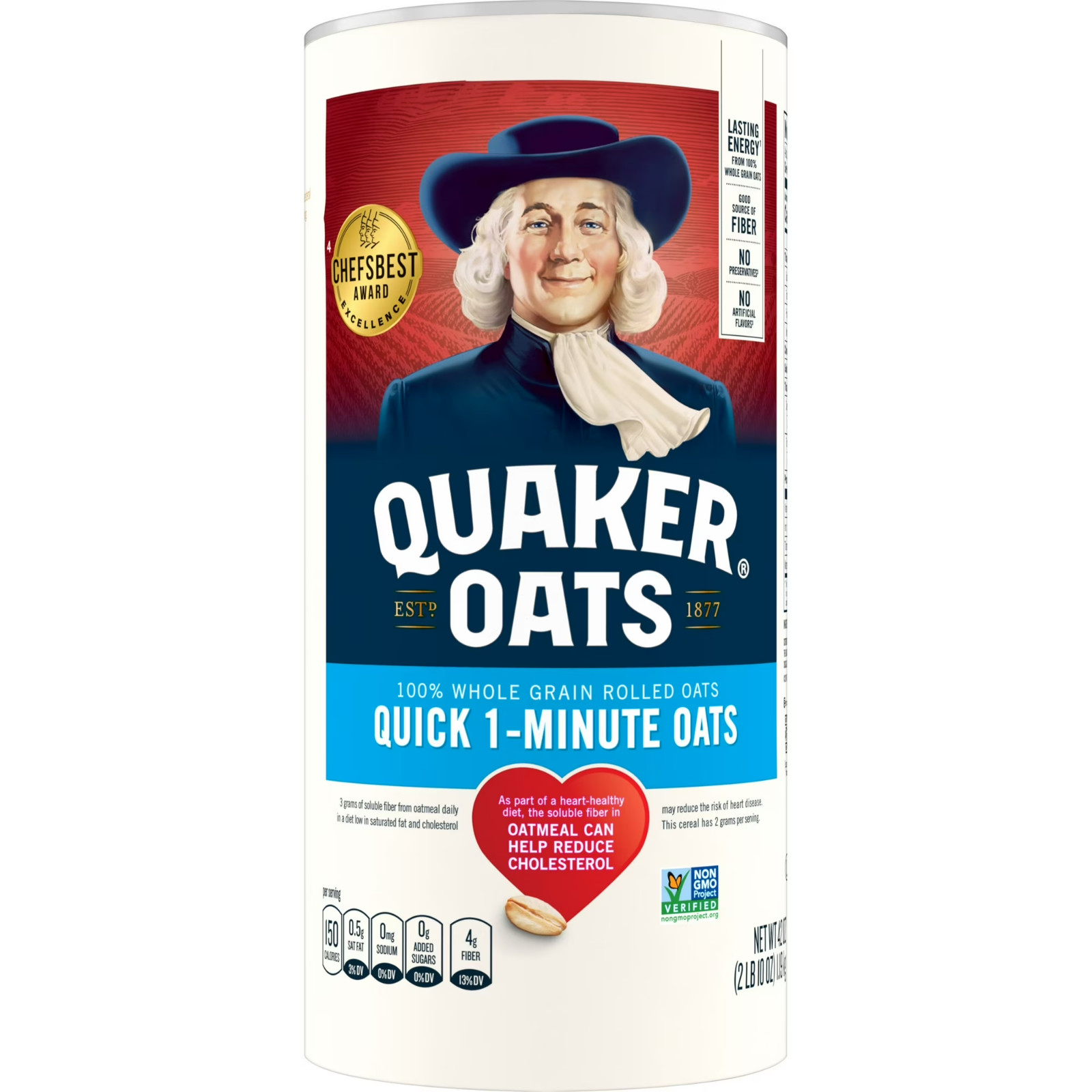 Quaker Quick 1-Minute Oats – 42 oz Canister of Quick-Cooking Oatmeal…