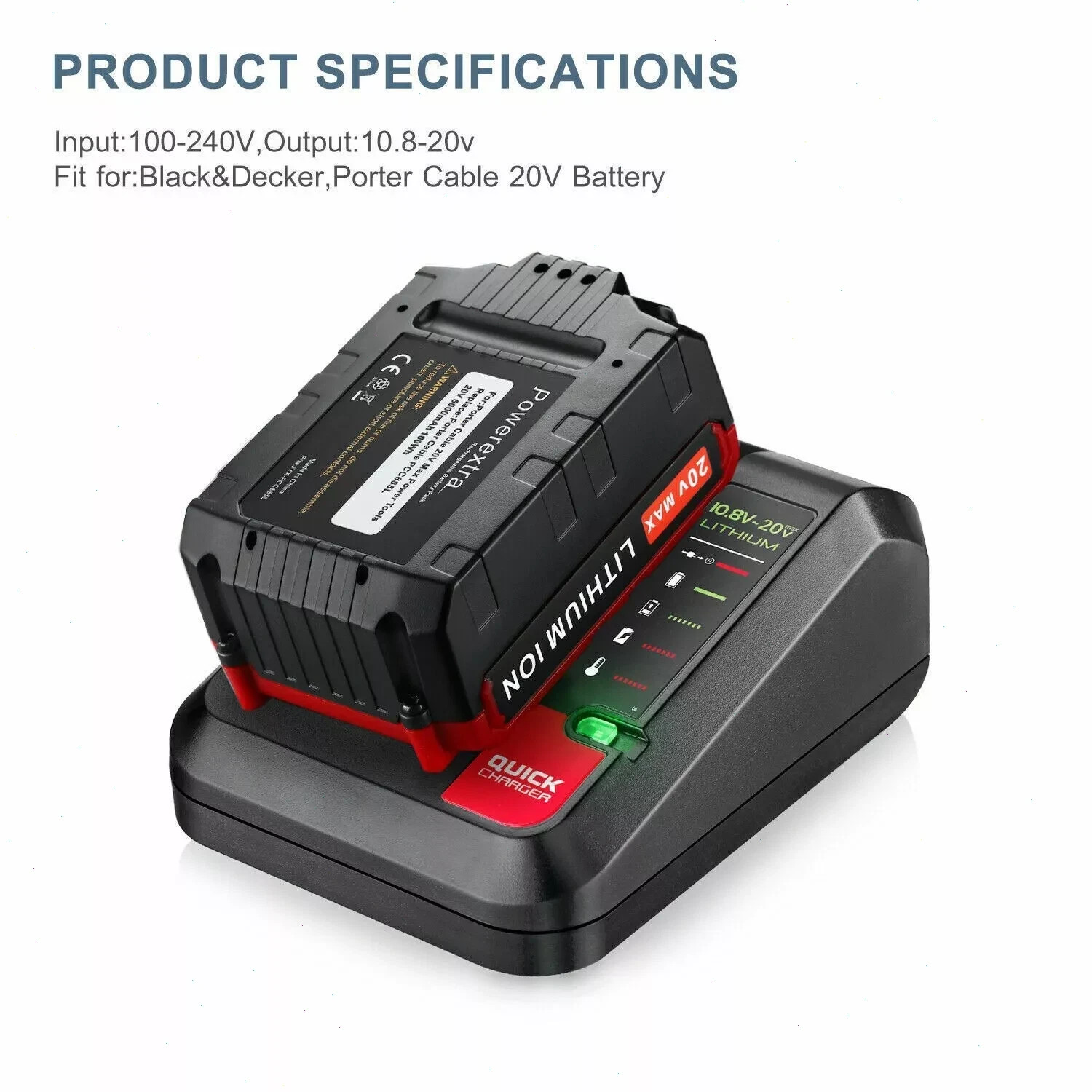2PACK for PORTER CABLE 20V 20 Volt Lithium Battery /Charger Max PCC680L PCC685L