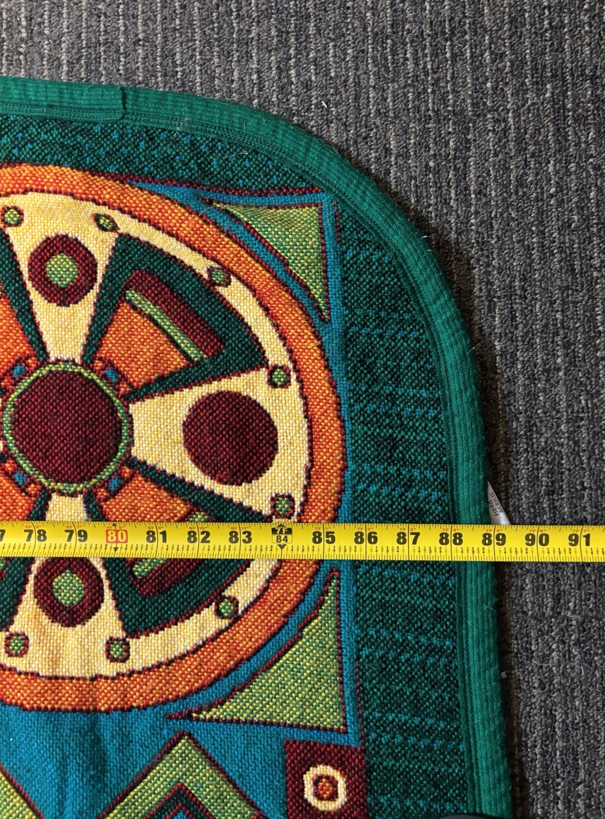 Vtg Monarca Mexico Aztec Sun Stone Calendar Blanket Tapestry Blue Queen/King