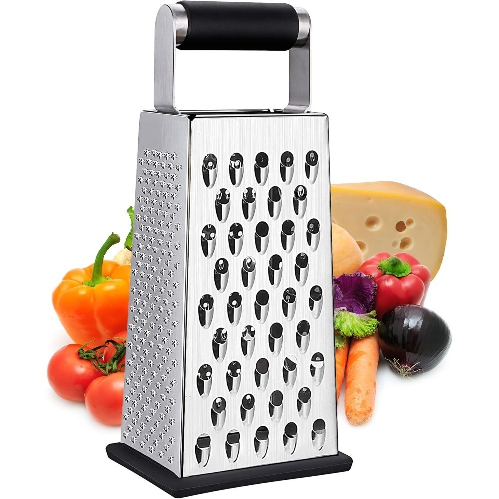 4-Sided Stainless Steel Cheese Grater Box Shredder for Vegetables Kitchen Food