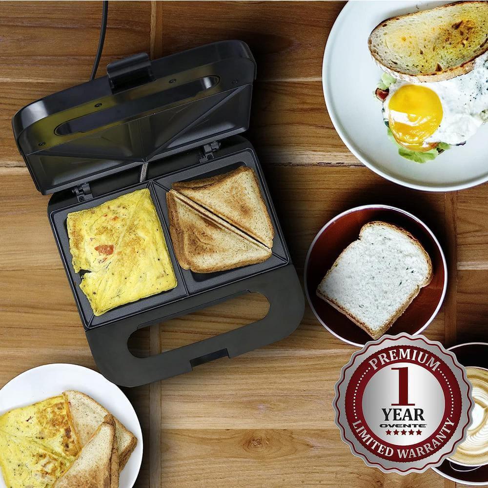 Electric Sandwich Maker, Non-Stick Plates, Indicator Lights, New-Black GPS401B