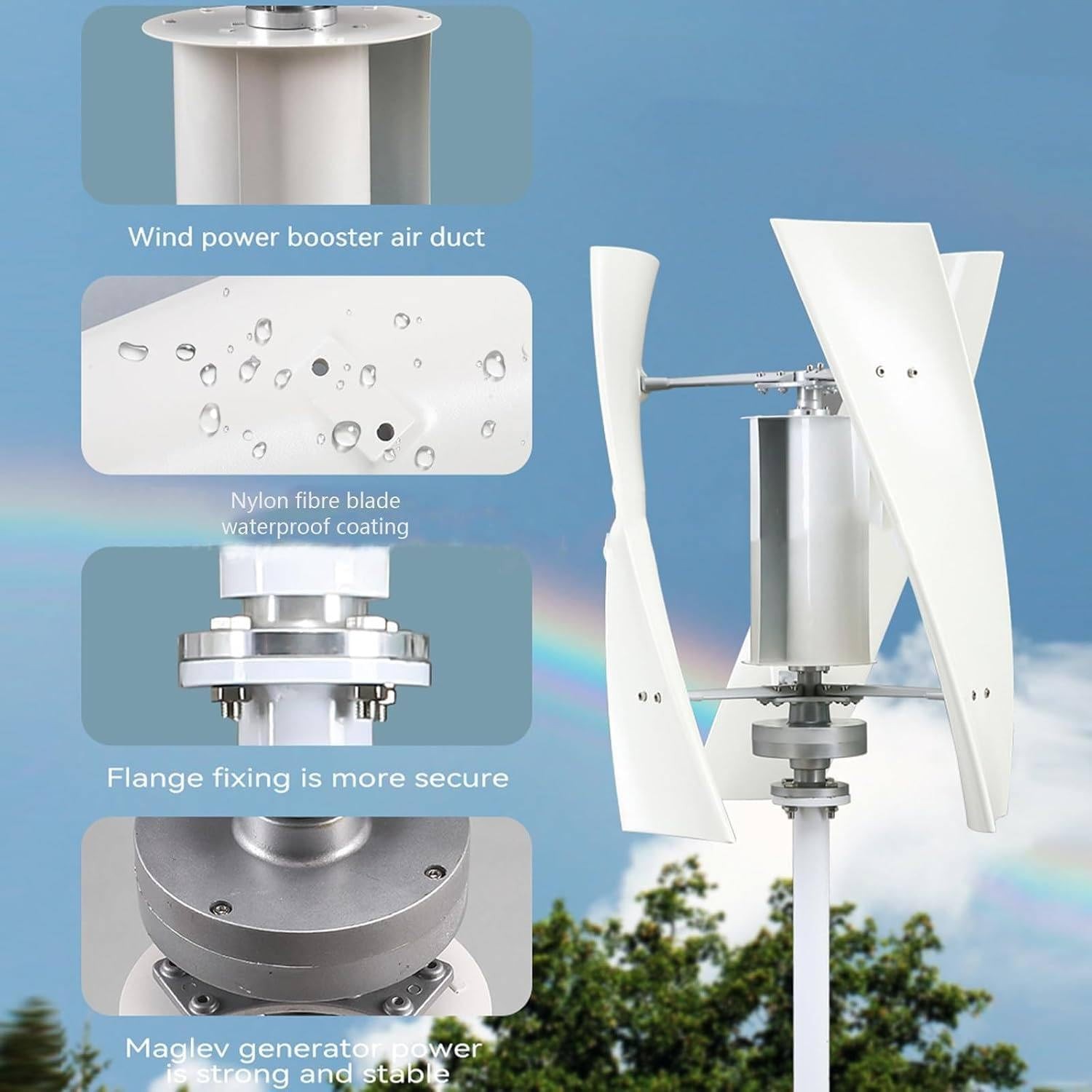 3000W Wind Turbine Generator Vertical Axis Turbines Outdoor & Industrial Power
