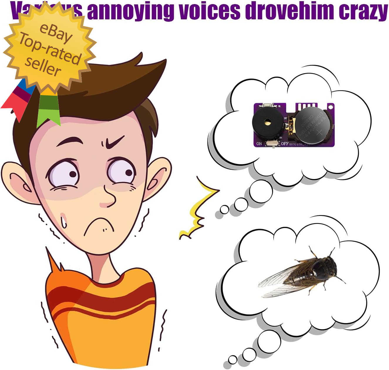 3Pcs Prank Device, Cricket Noise Maker Prank Beeping for Several Months Hidden S
