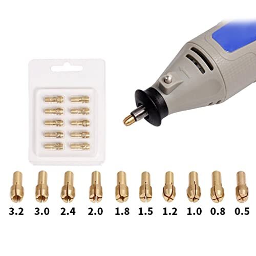 10 Pcs Brass Collet Set Compatible with Dremel 480, 481, 482, 483 3.2mm (1/8 inc