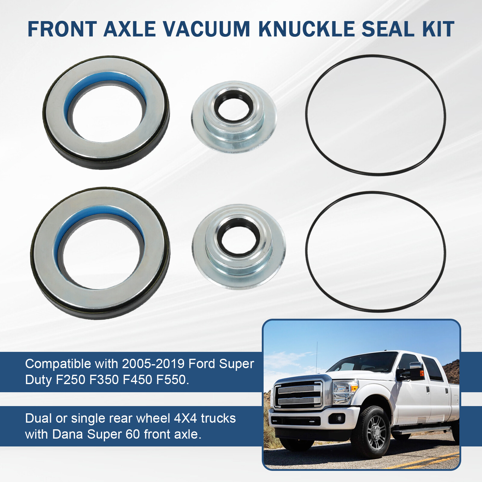Front Axle Seal & O-Ring & Dust Seals Kit For 2005-2019 Ford F250 F350 Superduty