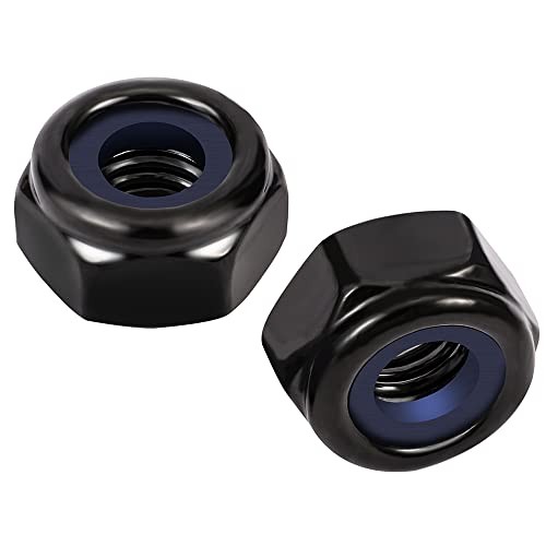 Nylon Insert Hex Lock Nuts Locknuts, 304 Stainless Steel 18-8 1/4-20 25 Black
