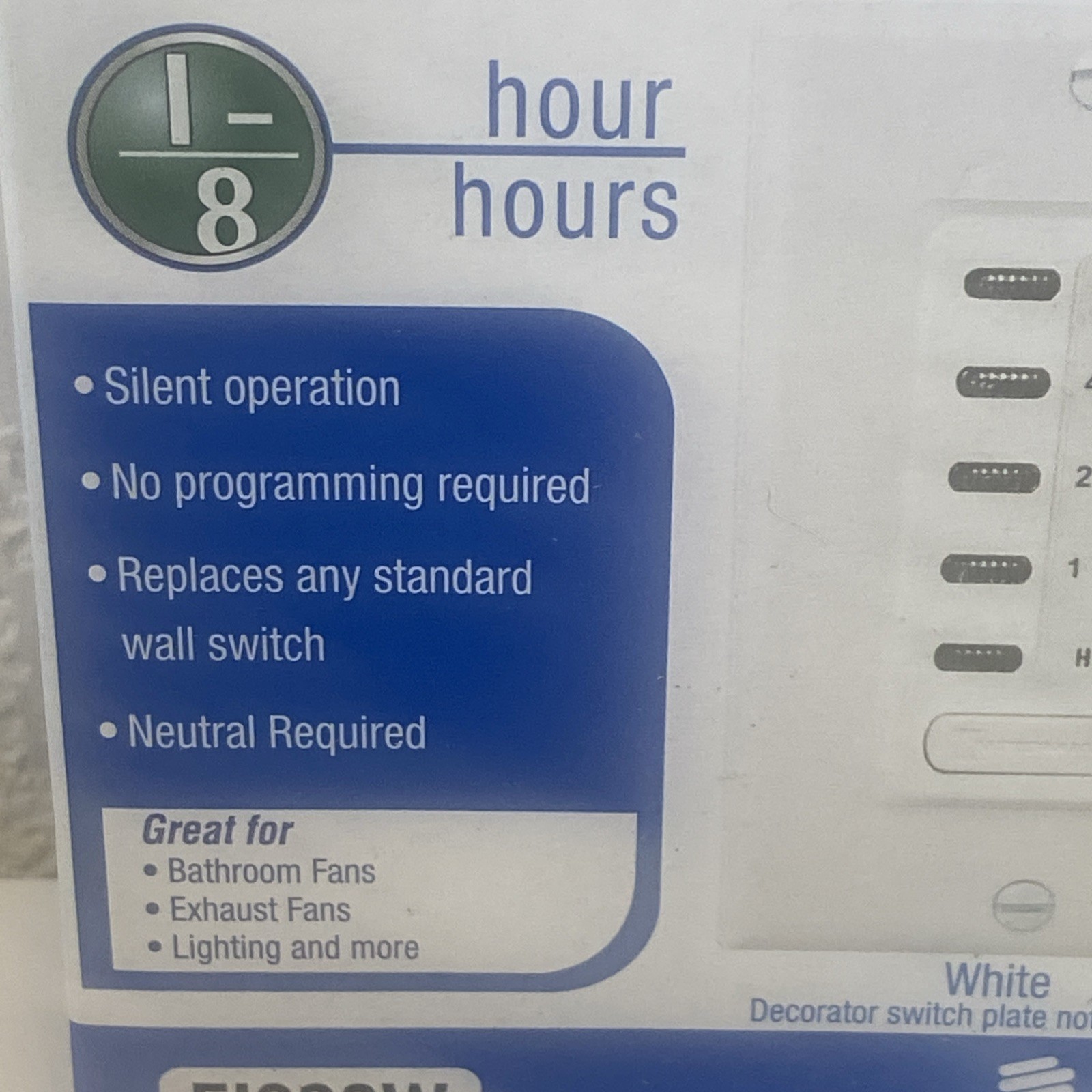 Intermatic EI220W Electronic Countdown Timer, 1-2-4-8-Hr- NEW White