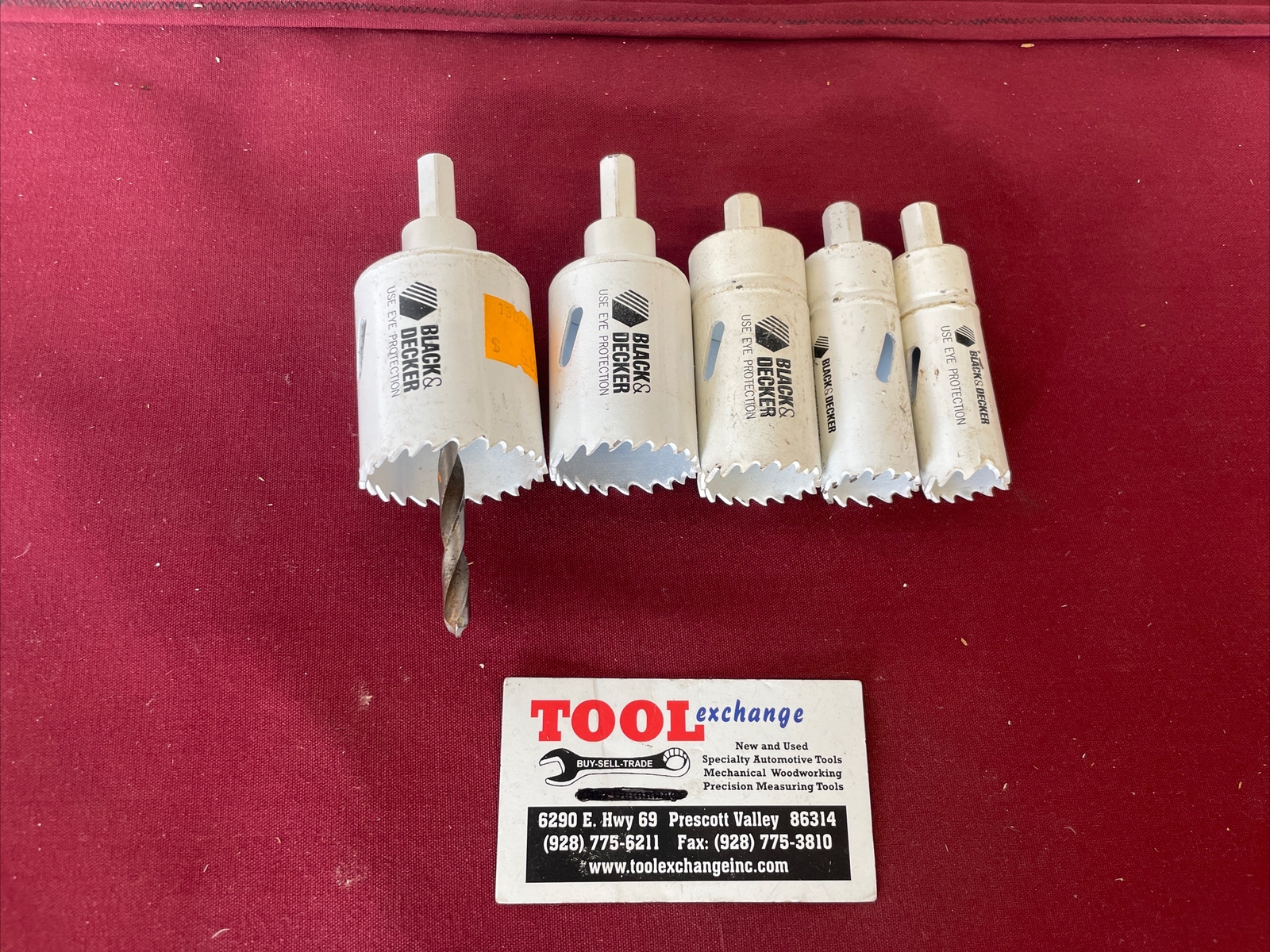 5pc Black Decker One Piece Hole Saw Set, 7/8,1,1-1/4,1-1/2,1-3/4” USA Bi-metal