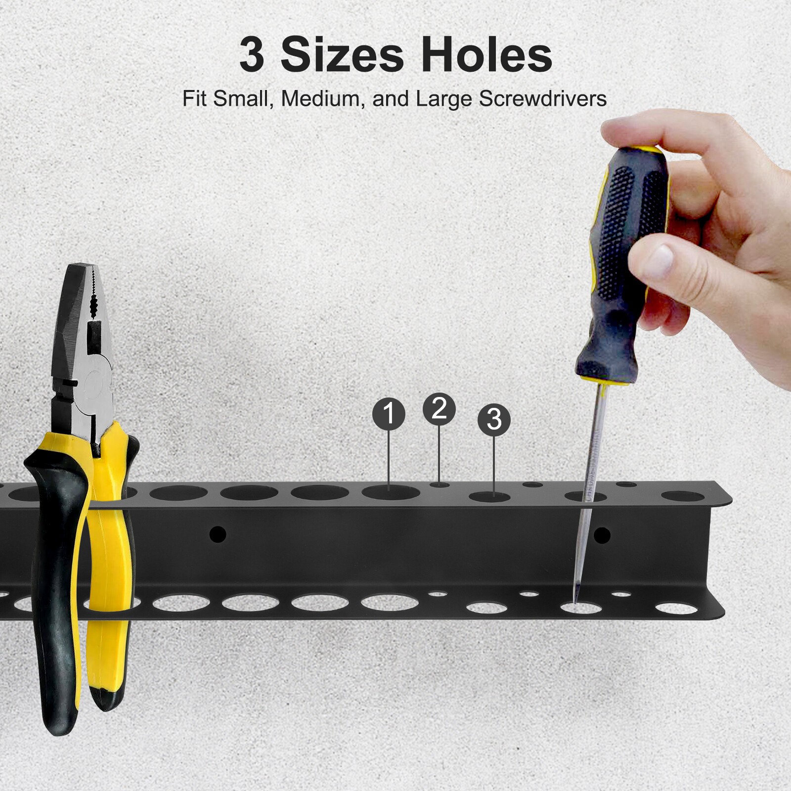 Tool Rail Rack Holder Screwdriver Organizer Wall Mount Hanger Shelf for Garage