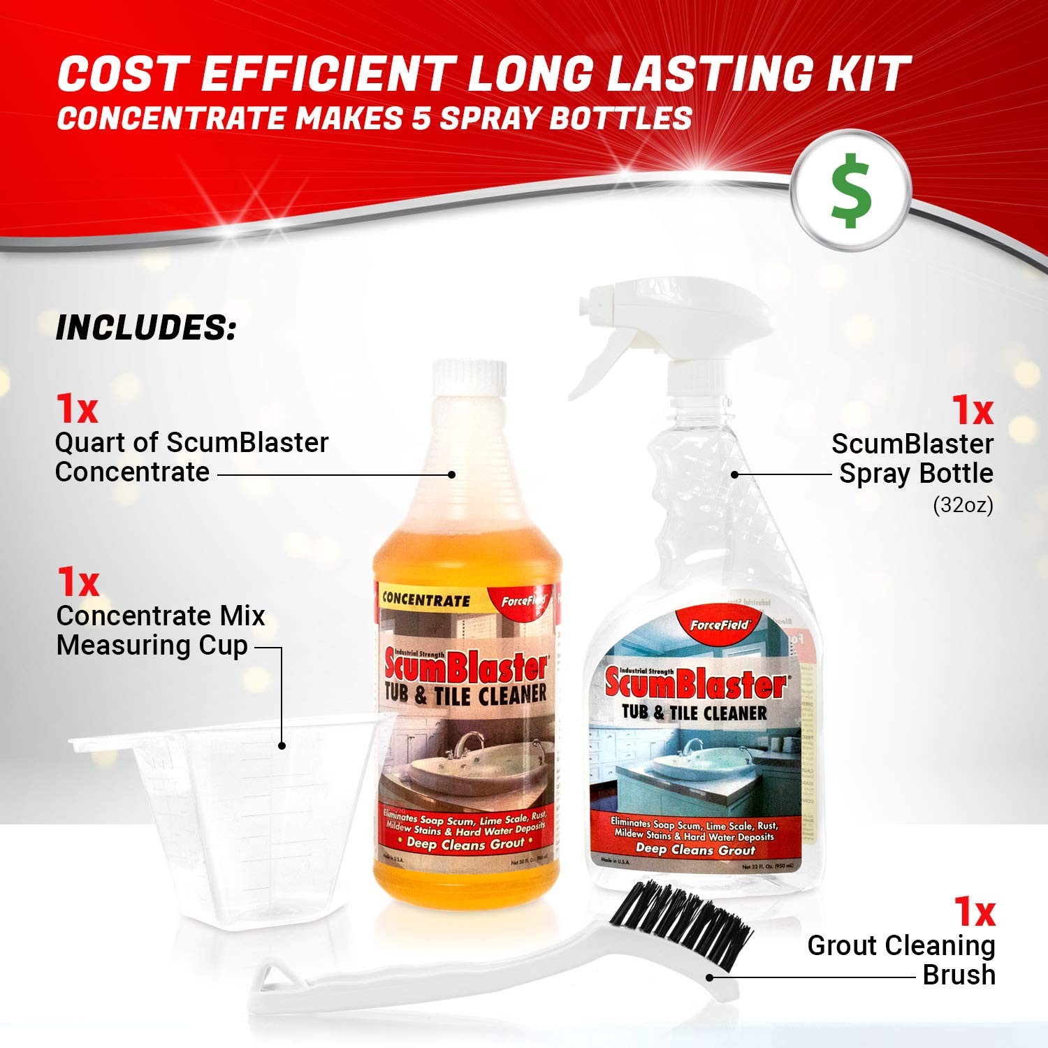 ScumBlaster: Soap Scum Remover, Tile and Grout Cleaner, Hard Water Stains and…