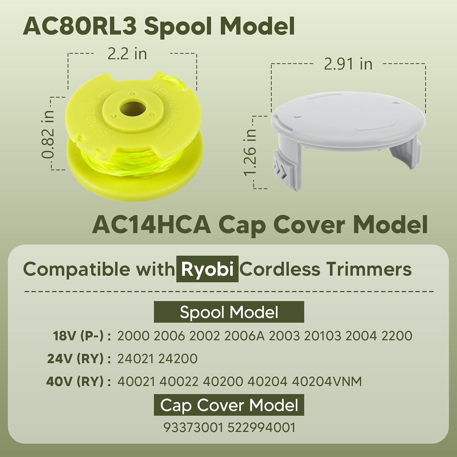 6Pack For Ryobi Twisted Trimmer Line Spool For Ryobi AC80RL3 0.08″ 18V 24V 40V