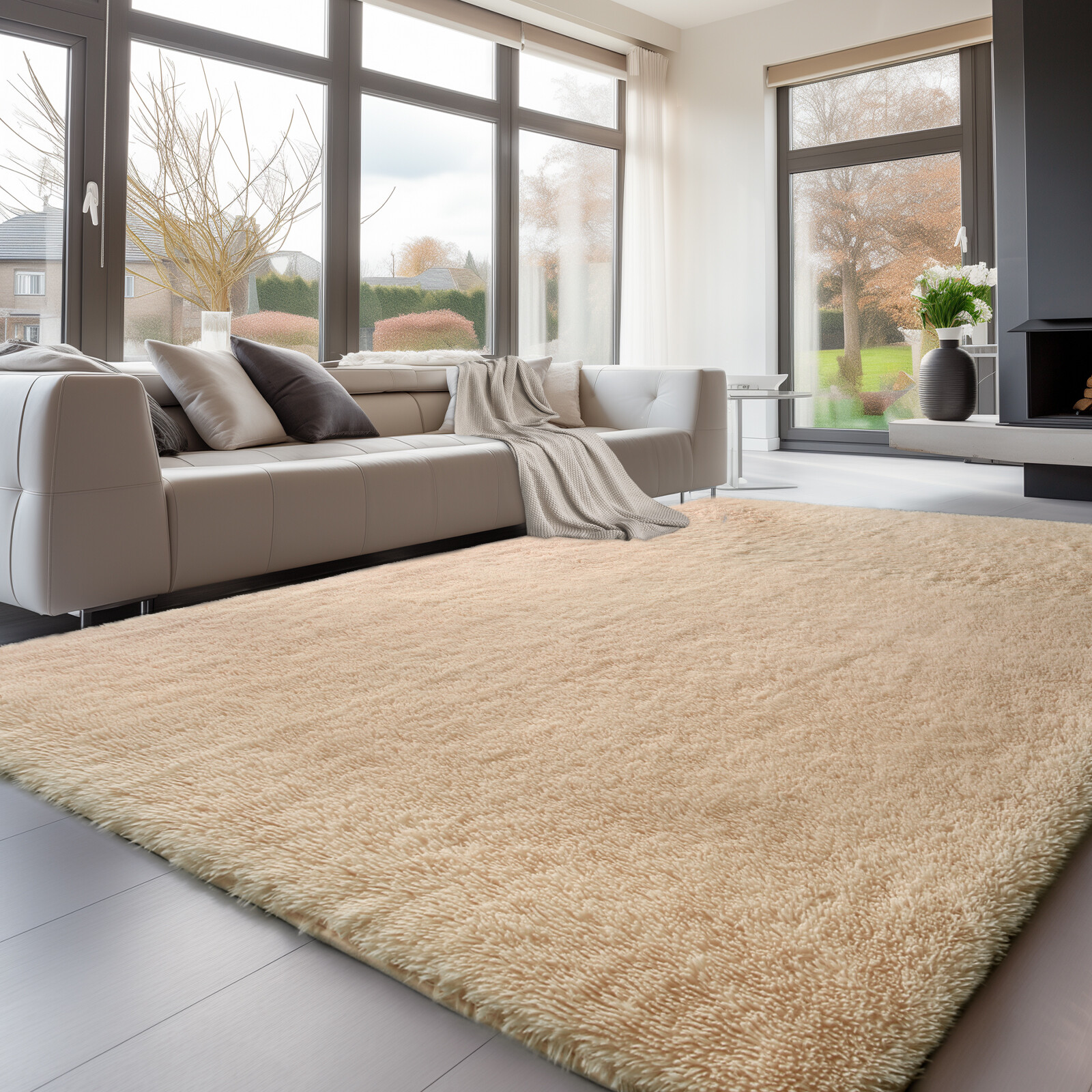 Large Non-Slip Fluffy Rug, Shaggy Plush Carpet for Living Room or Bedroom